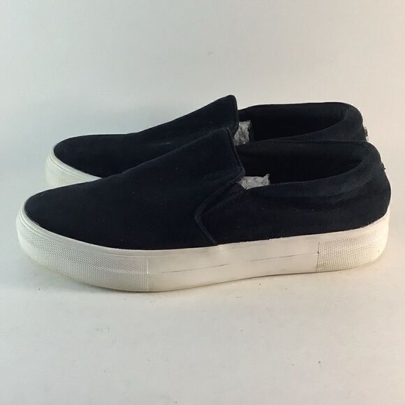 Steve Madden Gills suede shoes slip on sneakers black size 8 M - Picture 3 of 8